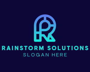 Cyber Application Letter R logo design