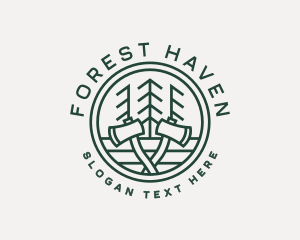 Lumberjack Forest Axe logo design