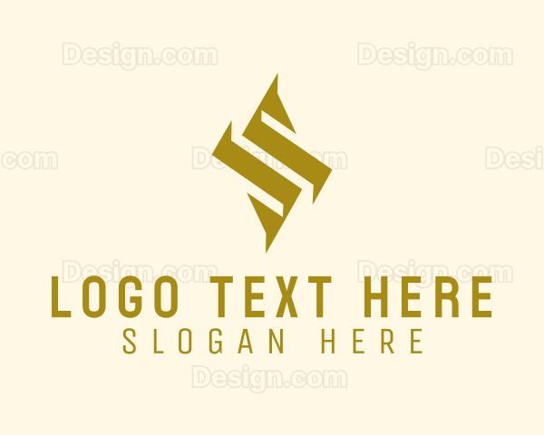 Geometric Gold Letter S Logo