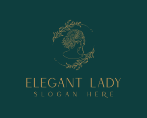 Golden Wreath Lady Hairstylist logo design