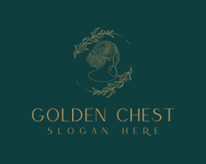 Golden Wreath Lady Hairstylist logo design