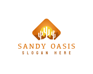 Sunset Desert Cactus logo design