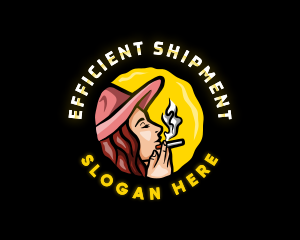 Smoking Woman Hat Logo