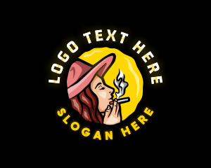 Smoking Woman Hat Logo