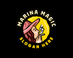 Smoking Woman Hat Logo