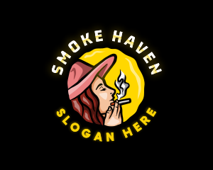 Smoking Woman Hat logo design