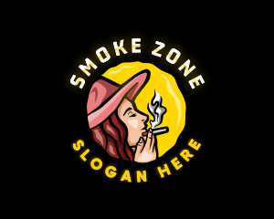 Smoking Woman Hat logo design