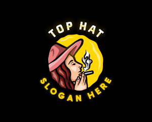 Smoking Woman Hat logo design