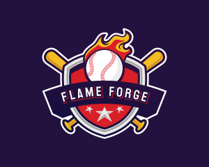 Flaming Baseball Crest logo design