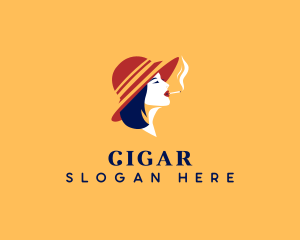 Lady Hat Smoking logo design