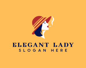 Lady Hat Smoking logo design