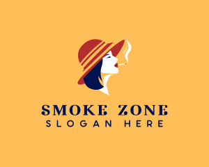 Lady Hat Smoking logo design