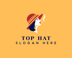 Lady Hat Smoking logo design