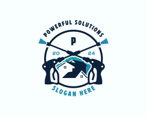 Pressure Washer House Cleaning logo design