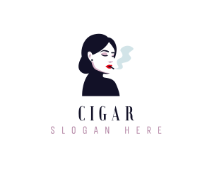 Smoking Woman Tobacco logo design