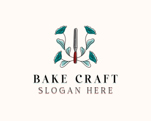 Floral Spatula Baking logo design