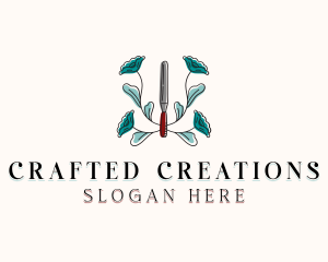 Floral Spatula Baking logo design