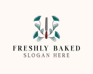 Floral Spatula Baking logo design