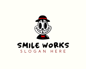 Smiling Skull Hat logo design