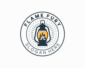 Camping Lamp Flame logo design