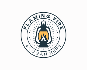 Camping Lamp Flame logo design