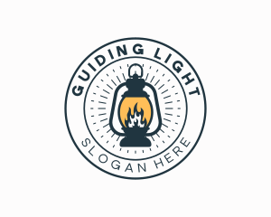 Camping Lamp Flame logo design