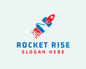 Paint Roller Rocket logo design