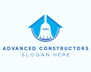 Home Clean Broom Sweeper logo design