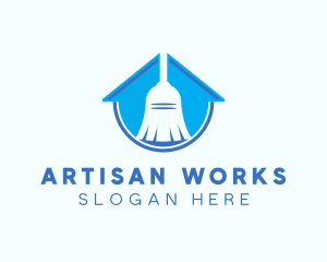 Home Clean Broom Sweeper logo design