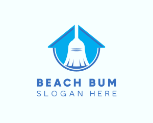 Home Clean Broom Sweeper logo design