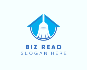 Home Clean Broom Sweeper logo design