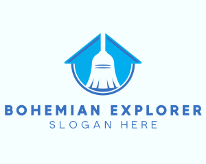 Home Clean Broom Sweeper logo design