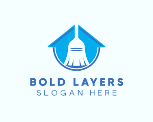 Home Clean Broom Sweeper logo design