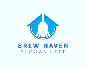 Home Clean Broom Sweeper logo design