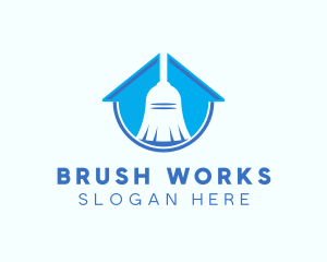 Home Clean Broom Sweeper logo design