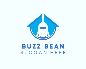 Home Clean Broom Sweeper logo design