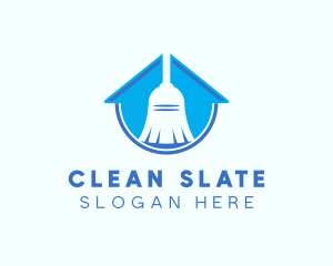 Home Clean Broom Sweeper logo design