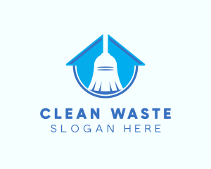 Home Clean Broom Sweeper logo design