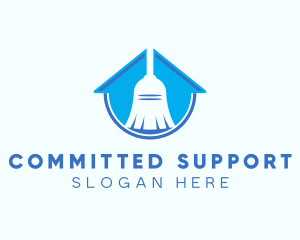 Home Clean Broom Sweeper logo design