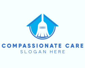 Home Clean Broom Sweeper logo design