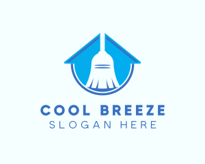 Home Clean Broom Sweeper logo design