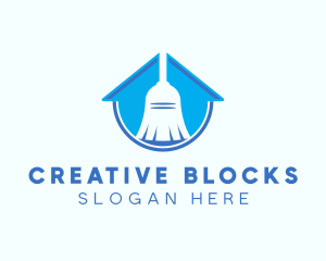 Home Clean Broom Sweeper logo design