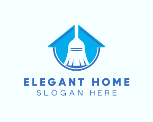 Home Clean Broom Sweeper logo design