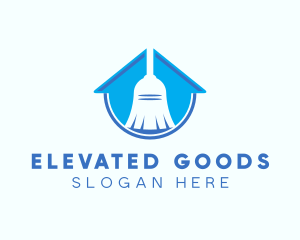 Home Clean Broom Sweeper logo design