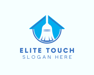 Home Clean Broom Sweeper logo design