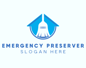 Home Clean Broom Sweeper logo design