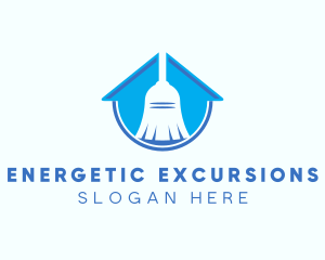 Home Clean Broom Sweeper logo design