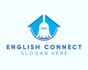 Home Clean Broom Sweeper logo design