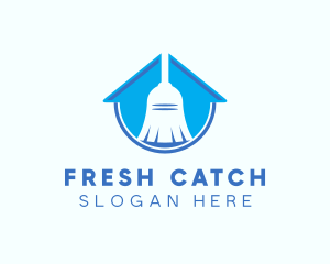 Home Clean Broom Sweeper logo design