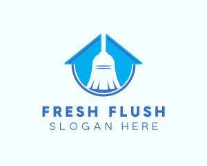 Home Clean Broom Sweeper logo design